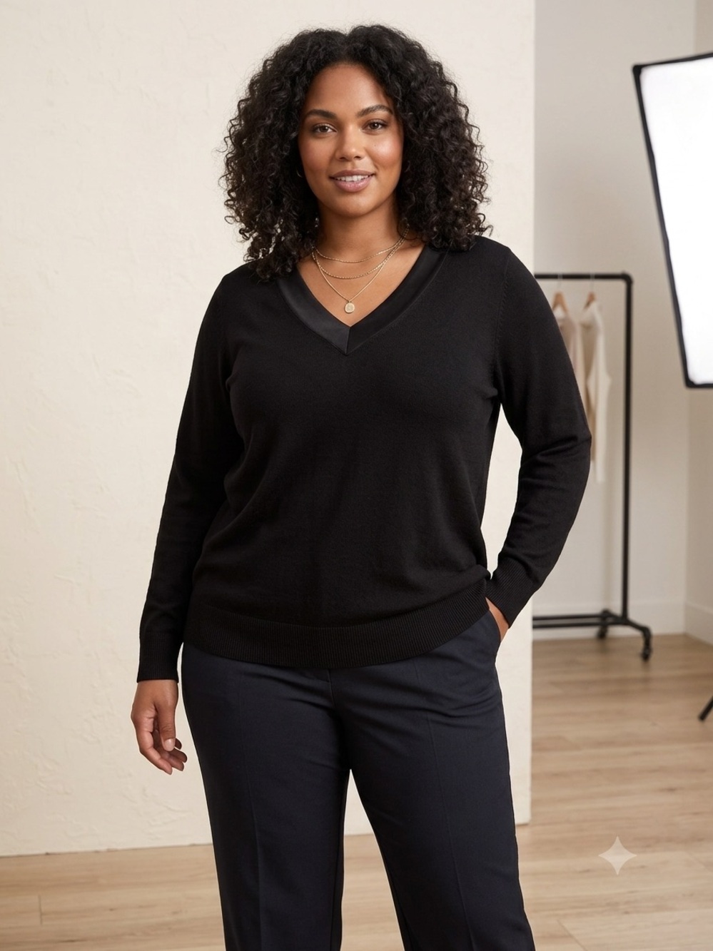 Lane Bryant Black V-Neck Women's Sweater 18/20